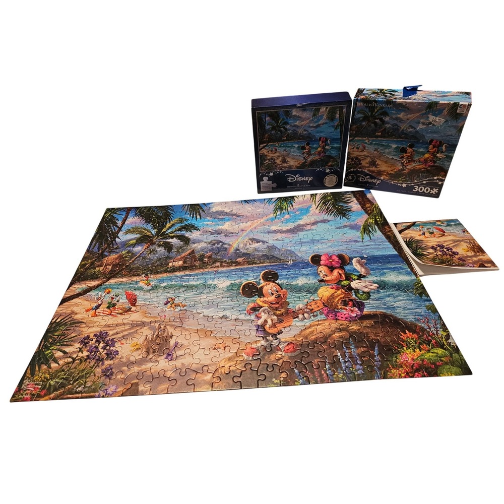 Ceaco Thomas Kinkade Disney Mickey Minnie Hawaii Beach 300 Piece Puzzle Poster